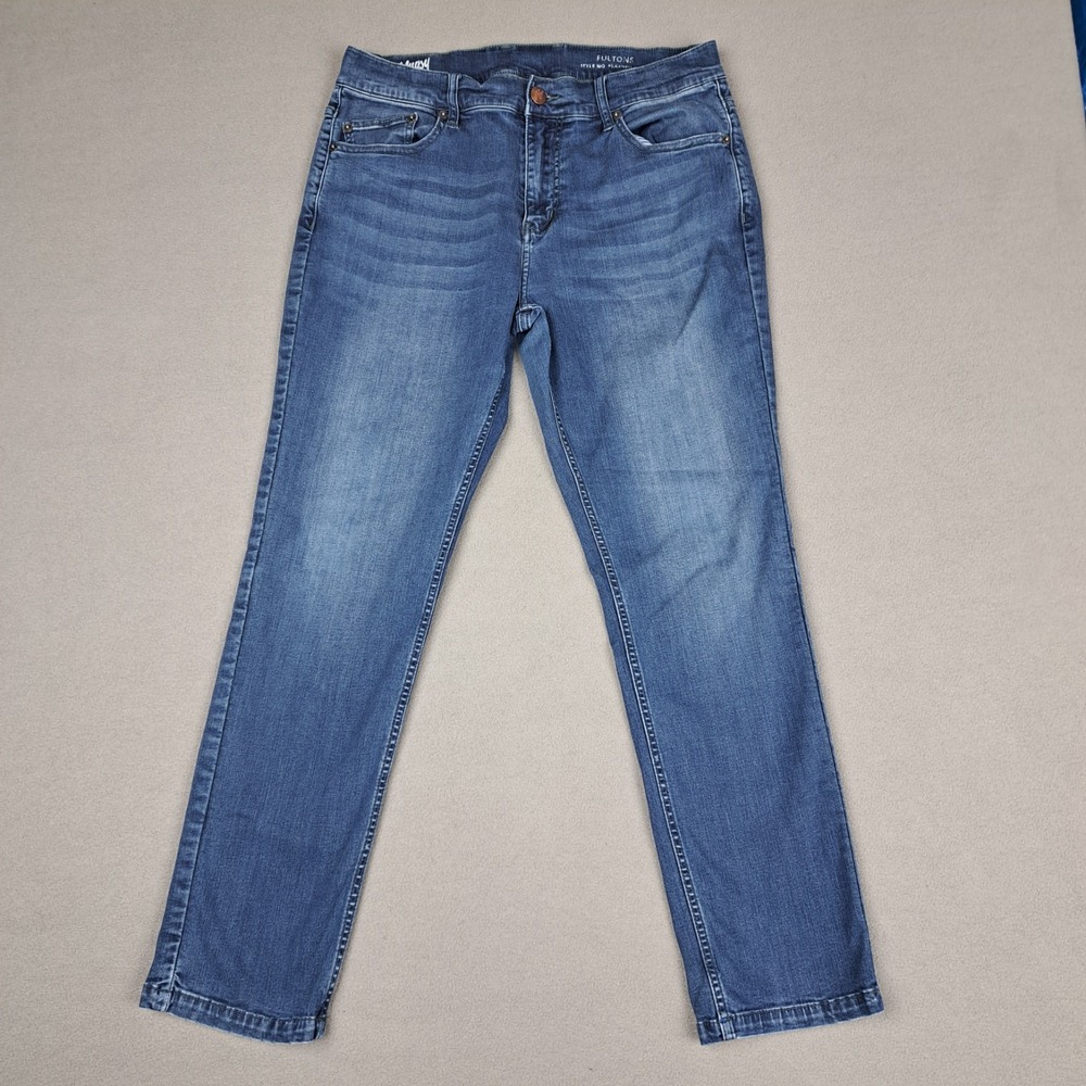 Mugsy Fultons Jeans Mens 32x29 Indigo Blue Straight Leg Denim Stretch Waist